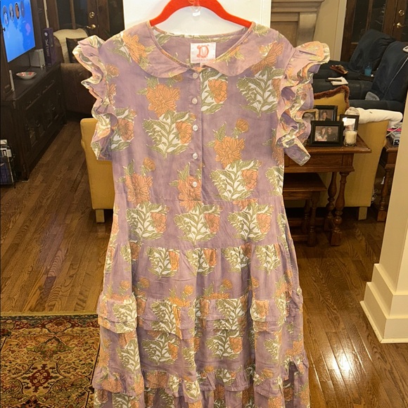 Victoria Dunn Dresses & Skirts - Victoria Dunn Lavender Floral Tiered Ruffle Maxi Dress with Peach Blooms